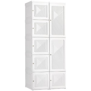 Aghana Digitals White Foldable Wardrobe Closet with 6 Cube Compartments, Hanging Rod & Magnetic - 1 of 4