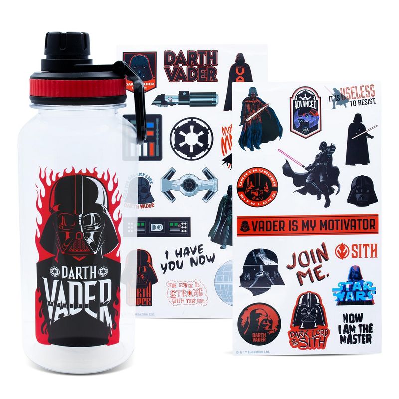 Silver Buffalo Star Wars Darth Vader Twist Spout Water Bottle and Sticker Set | Holds 32 Ounces, 1 of 7