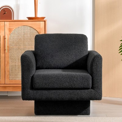 LOVMOR Modern 360 Degree Swivel Accent Chair, Upholstered Swivel Barrel Chair, Single Lounge Sofa Reading Armchair for Living Room, Bedroom, Office