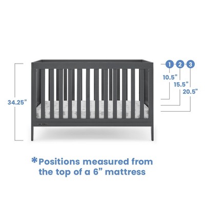 Charcoal Grey 4-in-1 Convertible Crib with Solid Panels
