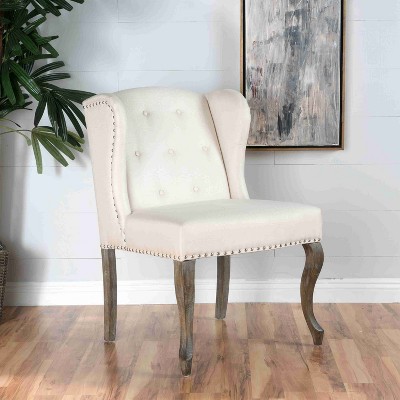 CAVINAS Linen Accent Chair with Button Tufted Backrest,Modern Upholstered Living Room Chairs,Reading Chairs for Living Room