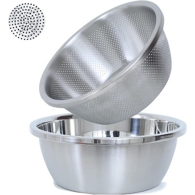 304 Stainless Steel Microporous Colander,2QT Large Capacity with Mixing Bowl For washing vegetables