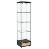 Okak Modern Display Case, Quick-assembly Bookshelf with 4 Shelves and Drawer, Cube Storage Organizer for Living Room and Bedroom, Black&Oak - 4 of 4