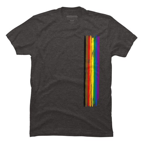 Design By Humans Pride Rainbow Vertical Stripe By alphalezbean T-Shirt -  Charcoal Heather - X Large