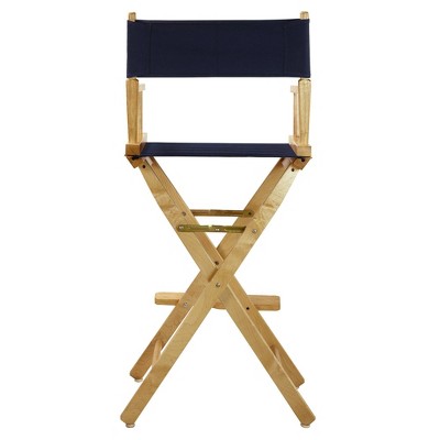 Bar-Height Director's Chair - Natural Frame, Blue Canvas, Blue Blue