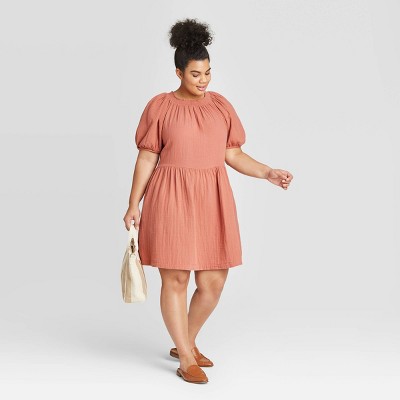 plus size gauze dresses with sleeves