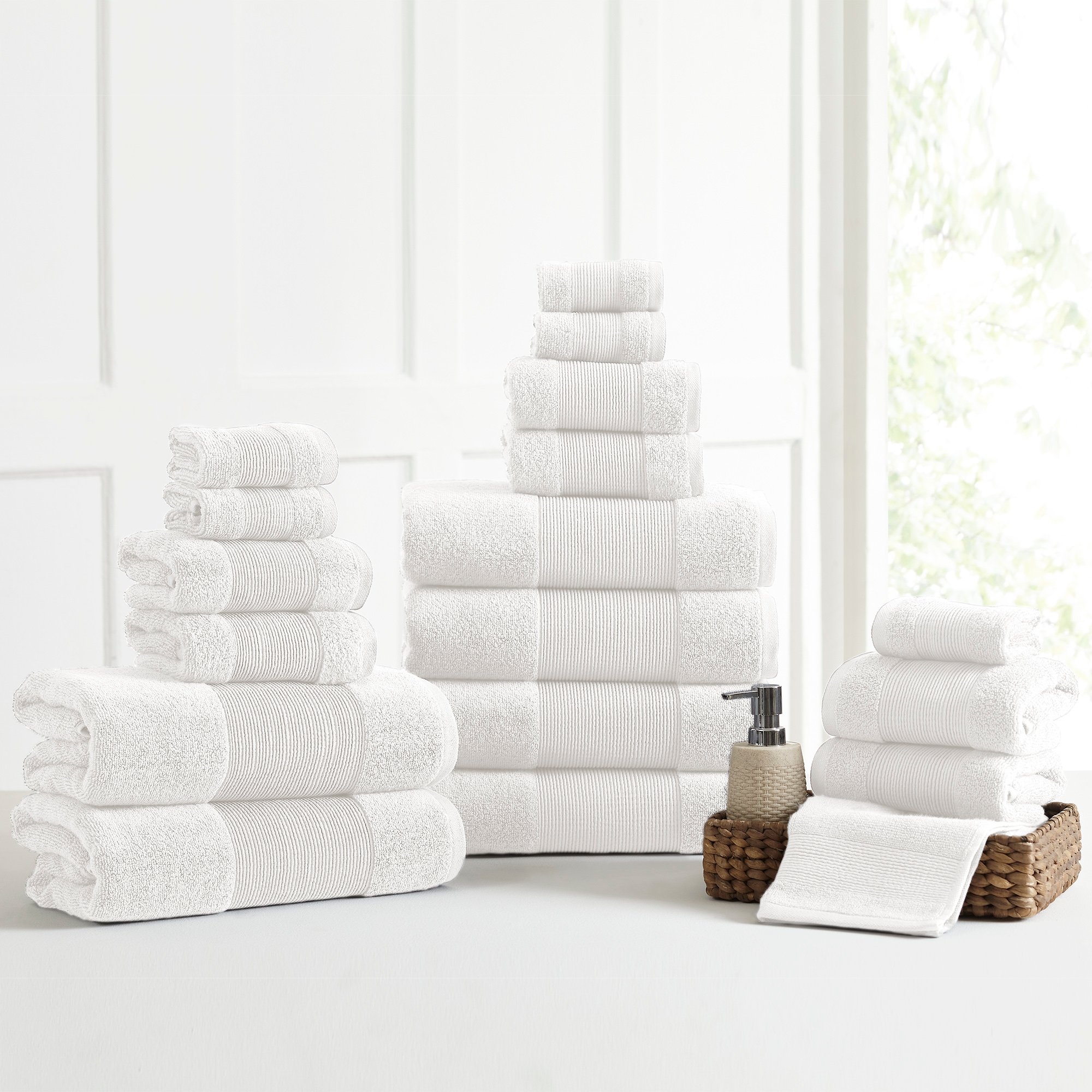 Modern Threads AirCloud 100% Cotton 18-Piece Towel Set, White