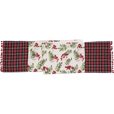 Transpac Fabric 72 in. Multicolor Christmas Plaid Table Runner