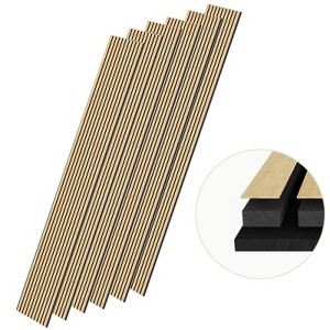 SMARTSTANDARD 94.09 in. x 7.87 in. x 0.9 in. Slat Wood Acoustic Sound Absorbing 3D Decorative Wall Paneling, 6-Pack - 1 of 1