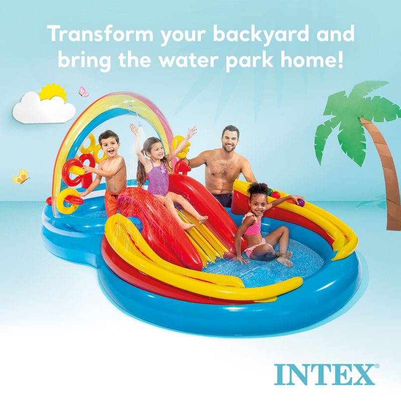 Intex Rainbow Slide Inflatable Pool and Water Slide Ring Center, 4 of 7