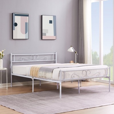 VECELO Metal Platform Bed Frame Simple Mattress Foundation with Vintage Headboard & Footboard