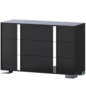 Lyngins Modern Mirrored Dresser with Free Handle Design,Wood Drawers Dresser with Metal Foot,Storage Chest of Drawers for Bedroom,Living Room - 1 of 4