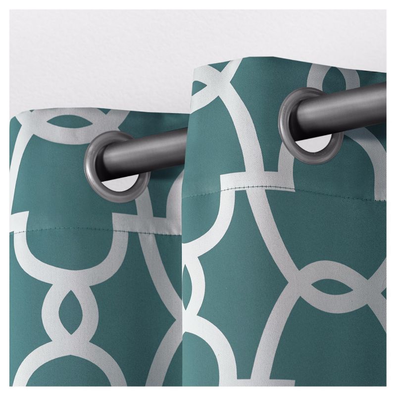 2pk 52&#34;x108&#34; Room Darkening Gates Sateen Woven Curtain Panels Teal - Exclusive Home: Thermal Insulated, Geometric Pattern, Energy Efficient, 3 of 8