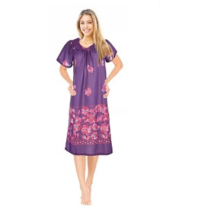 JEFFRICO Womens Nightgowns Muumuu Lounger House Dress Sleepwear Silky Soft Pajama Dress Nightshirts - 1 of 4
