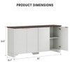 Sideboard Buffet Cabinet with 4 Fluted Doors, Farmhouse Kitchen Cupboard Storage with Adjustable Shelves, Modern Coffee Bar Cabinet - 2 of 4