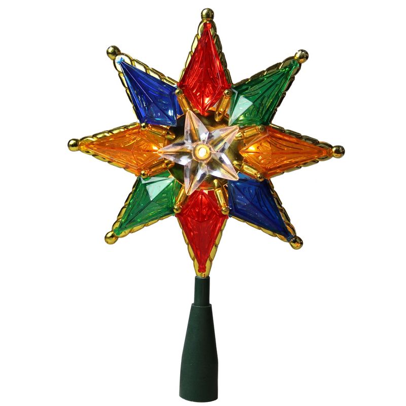 Northlight 8" Lighted Multi Color 8-Point Star Christmas Tree Topper - Clear Lights, 1 of 6