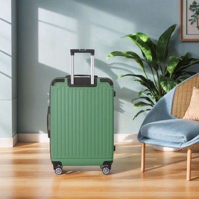 INFURNIC Bag And Luggage Sets 3 Piece Durable Rolling Suitcases with Silent Wheels, Stylish Travel Luggage Suitcase Set, Green, 20.87"*11.81"*30.31"
