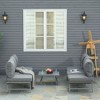 Outsunny 3-Piece Patio Couch Furniture Set with 2 Convertible Sofas, 1 Coffee Table, & Weather-Fighting Cushions, Gray - 2 of 4
