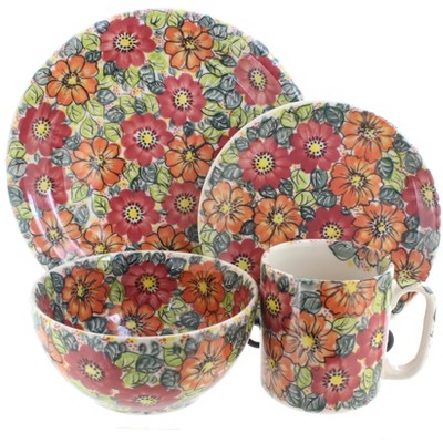 Blue Rose Polish Pottery Marigold Surprise 16 Piece Dinnerware Set