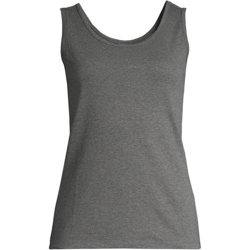 Lands' End Women's Cotton Tank Top - Large - Charcoal Heather : Target