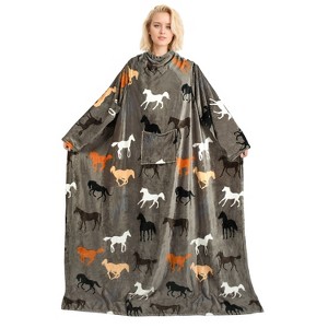 Catalonia Women Men Funny Printed Wearable Blanket Long Robe, Soft Fleece Mink Micro Plush Wrap Snuggie Blanket for Adult, Cozy Gift for Woman Man - 1 of 4