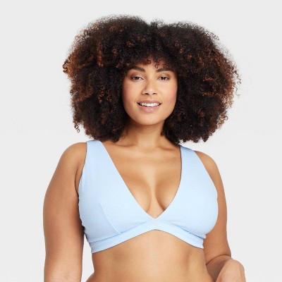 Women's Cotton Blend Plunge Bralette - Auden™ Light Blue XXL