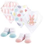 Hudson Baby Infant Girl Cotton Bib and Sock Set 5pk, Girl First Easter, One Size