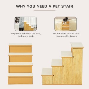 Racxily Dog Stairs for Small Dogs, Pet Stairs for Couch/Bed, Non-Slip Dog Steps for Puppy, Cats, or Small Up To 22 Lbs, Natural - 1 of 4