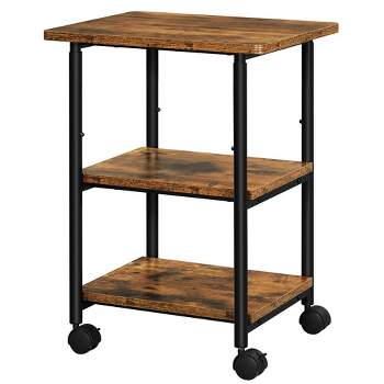 VASAGLE Industrial Printer Stand, 3-Tier Machine Cart with Wheels and Adjustable Table Top, Heavy Duty Storage Rack