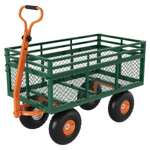 Heavy Duty Steel Garden Cart - 3 In 1 Pullable Garden Wagon, 10 Inch Wheels, Ideal for Gardening Soil, Tools, and Plant Transport - 1 of 4