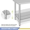 Stainless Steel Kitchen Cart, 48 x 24 x 35 inches Prep Table with Adjustable Shelf and Backsplash - 3 of 4