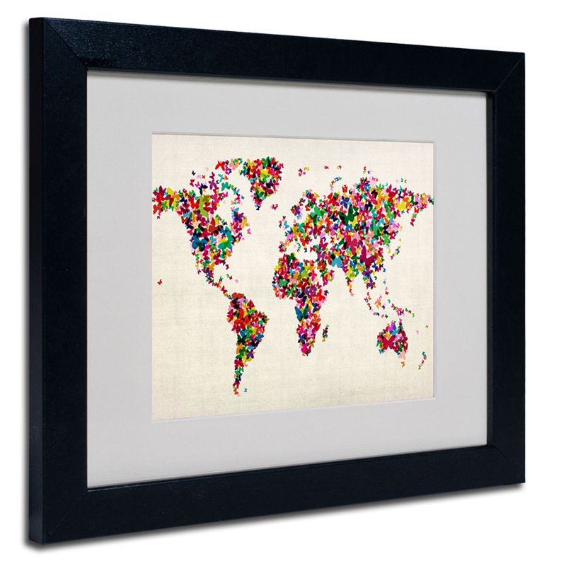 Trademark Fine Art -Michael Tompsett 'Butterflies World Map' Framed Matted Art, 2 of 5