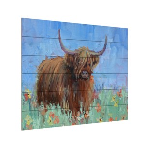 Trademark Fine Art -Jennifer Stottle Taylor 'Scottish Highland Cow' Wood Slat Art - 1 of 4