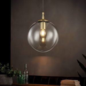 Rennnsan Ulverra 9"W 1-Light Globe Glass Modern Dimmable Pendant in Gold - 1 of 4