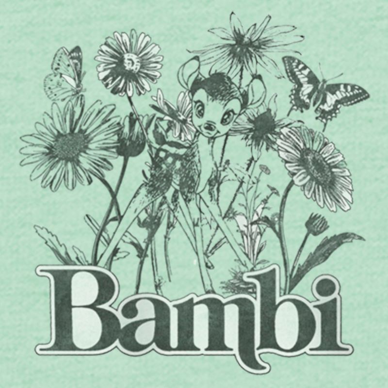 Girl's Bambi Gray Floral Sketch T-Shirt, 2 of 5