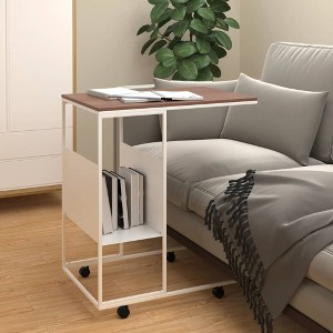 vidaXL Side Table with Wheels White 21.7 in.x14.2 in.x25 in. Engineered Wood - 1 of 4