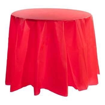 Smarty Had A Party Red Round Disposable Plastic Tablecloths (84") (96 Tablecloths)