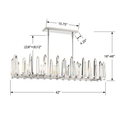 Watson 46" Polished Nickel and Crystal 6-Light Chandelier