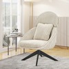 Corduroy Swivel Upholstered High Back Accent Chair with Pillow, Thick Cushion and Ergonomic Design for Living Room - 2 of 4