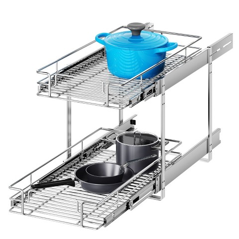 HomLux 2 Tier Individual Pull Out Cabinet Organizer 10.5in W x 18in D Slide Out Kitchen Cabinet Storage Sliding Shelves