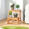 Tangkula 2-Tier Folding Plant Stand Portable & Foldable Wooden Flowerpot Shelf for Garden - 2 of 4