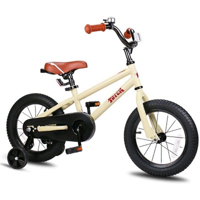 JOYSTAR Totem Series 16-Inch Ride-On Kids Bike with Coaster Braking,  Training Wheels & Kickstand, Ivory