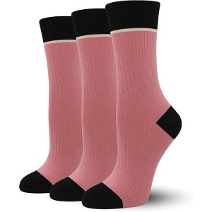 SERISIMPLE Women Viscose Bamboo Womens Crew Socks Dress Chic Colorblock Striped Design Socks 3 Pairs - 1 of 4