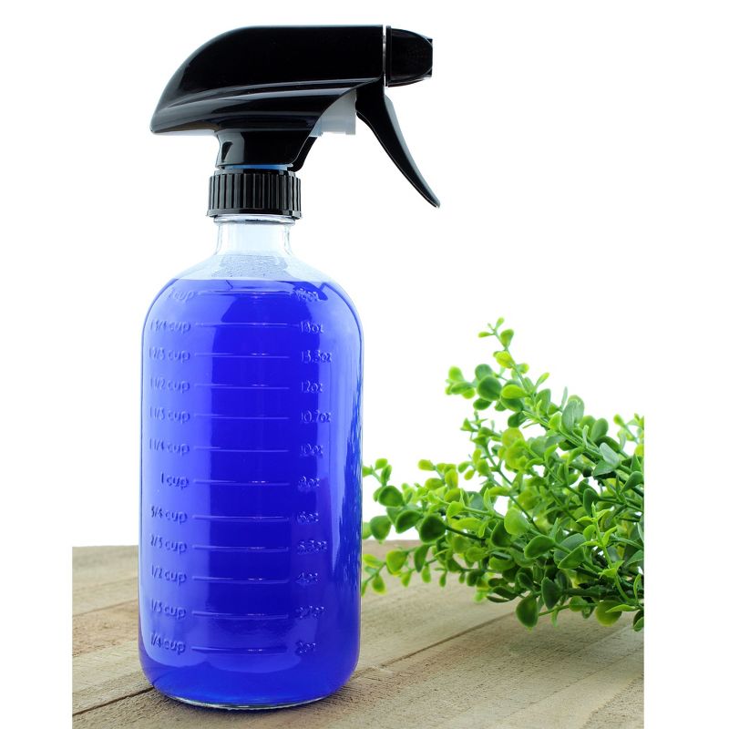 Cornucopia Brands 16oz Clear Glass Spray Bottles w/ Measurements 2pk; Graduated Marking Sprayer Bottle, 5 of 7
