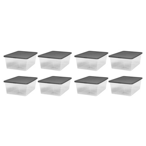 Homz Snaplock 12-quart Plastic Multipurpose Stackable Storage Container  Bins With Gray Snaplock Lid For Home And Office Organization, Clear (8  Pack) : Target