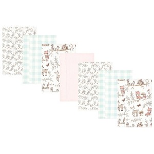 Hudson Baby Infant Girl Cotton Flannel Burp Cloths, Girl Woodland Pals, One Size - 1 of 4