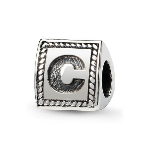 Black Bow Jewelry Triangle Block, Letter C Sterling Silver Bead Charm - 1 of 3