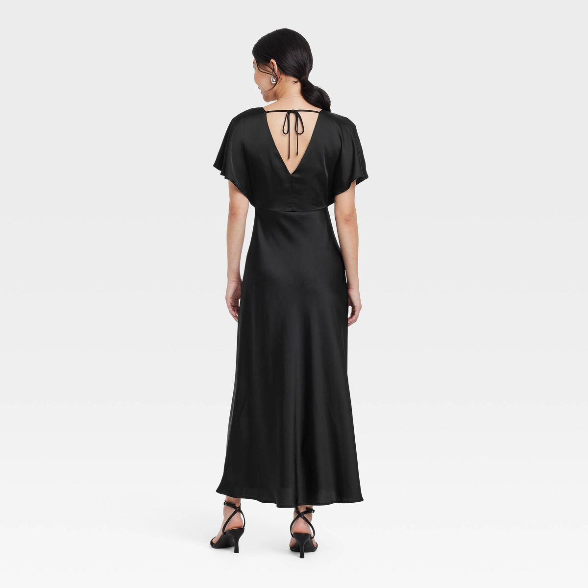 Women's Satin Flutter Short Sleeve Maxi A-Line Dress - A New Day™ - thumbnail 2
