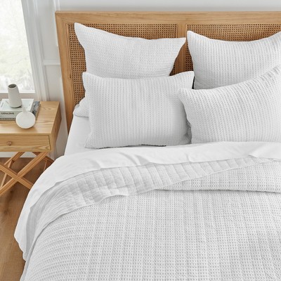 Bright White Organic Microfiber King Quilt and Sham Set