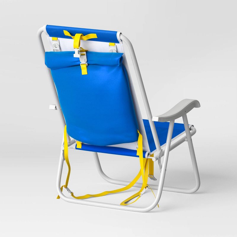 Recycled Fabric Outdoor Portable Beach Chair with Storage Space Blue - Sun Squad&#8482;, 3 of 5
